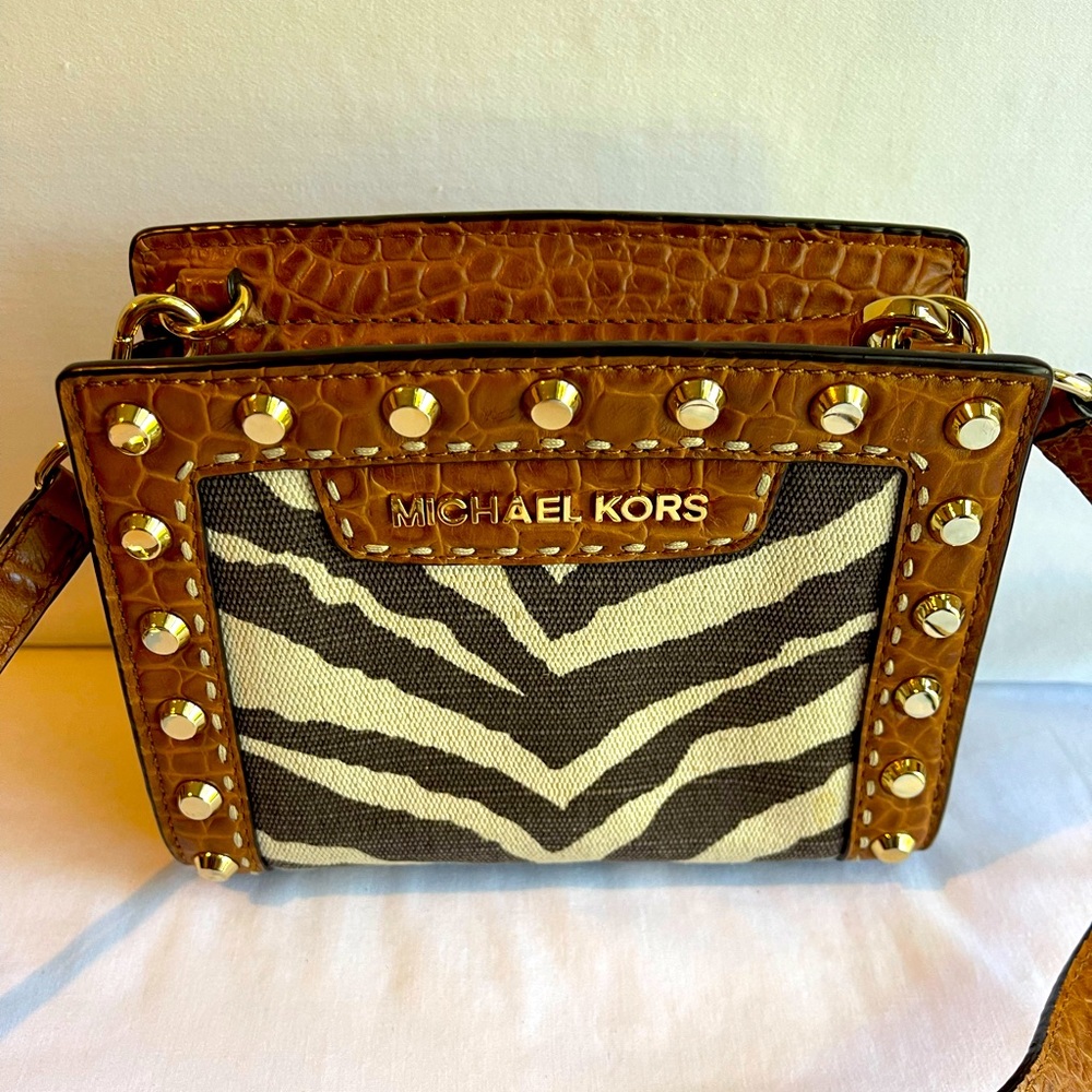Michael Kors Small Zebra Print Canvas And Leather… - image 1